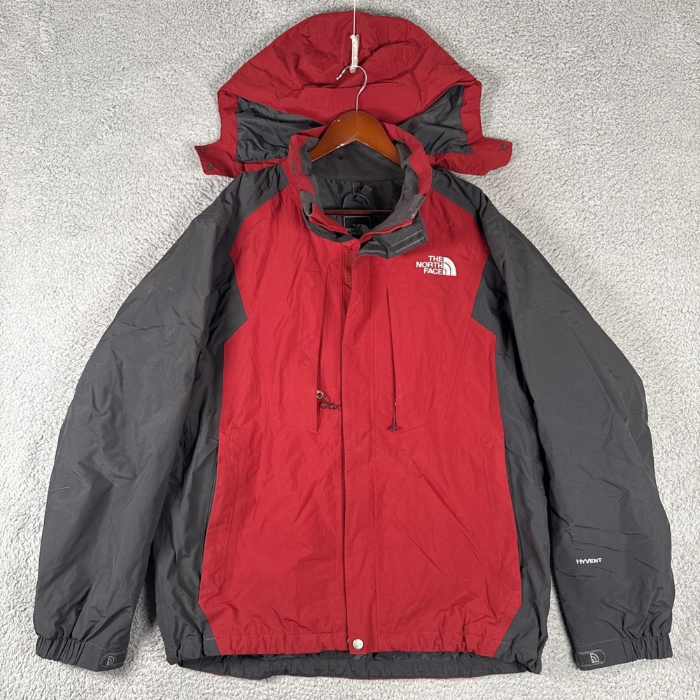 The North Face Jacket Men's Large Red Hyvent Outdoor Hooded Full Zip *No Liner